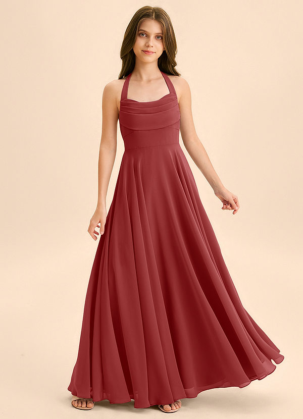 Azazie Kady Junior A-Linie Herzausschnitt Chiffon Kleid Rost image1