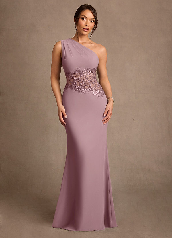 Azazie Kathie Mother of the Brides Dresses Dusty Rose Mermaid Lace Chiffon Dress image1