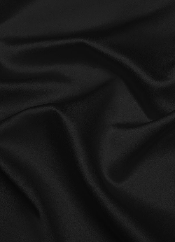 front Azazie Black Matte Satin Fabric By the Yard