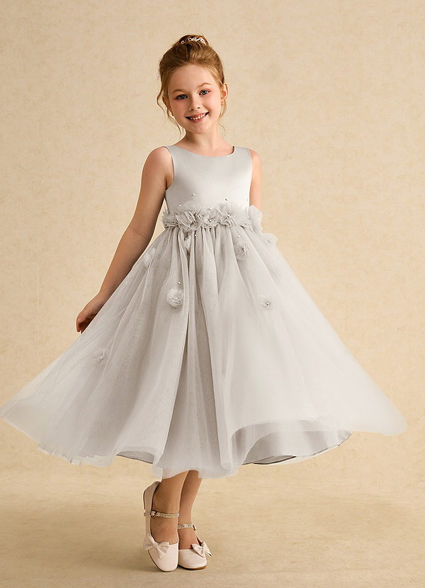 Azazie Lux Flower Girl Dresses Frost A-Line Beaded Tulle Dress image1