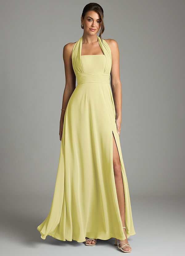 Azazie Tamira Suknie dla druhen Linia A Pofałdowany Szyfon Do ziemi Sukienka image1