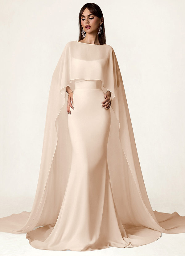 front Azazie Matching Color Chiffon Cape