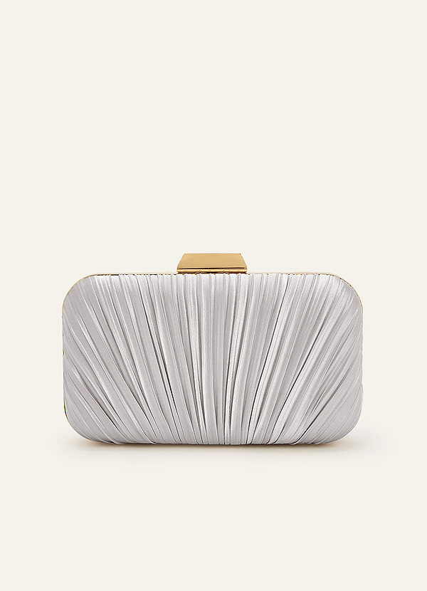 front Plissierte Clutch aus Stretch-Satin
