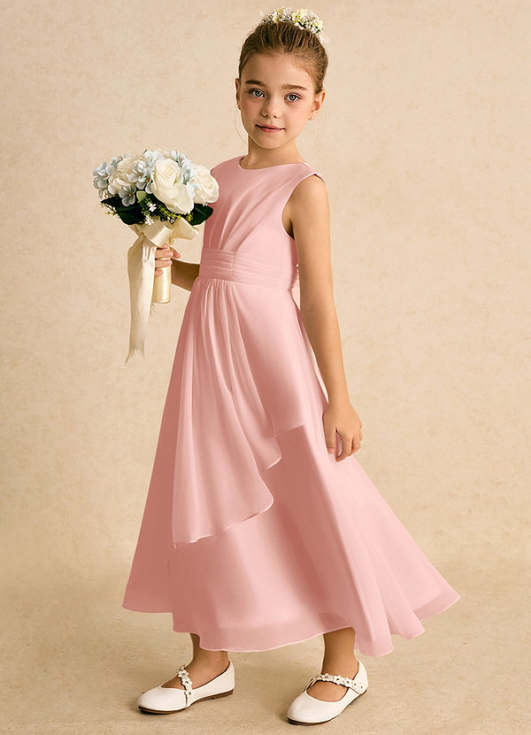 Azazie Edelweiss Flower Girl Dresses Rosette A-Line Pleated Chiffon Dress image1