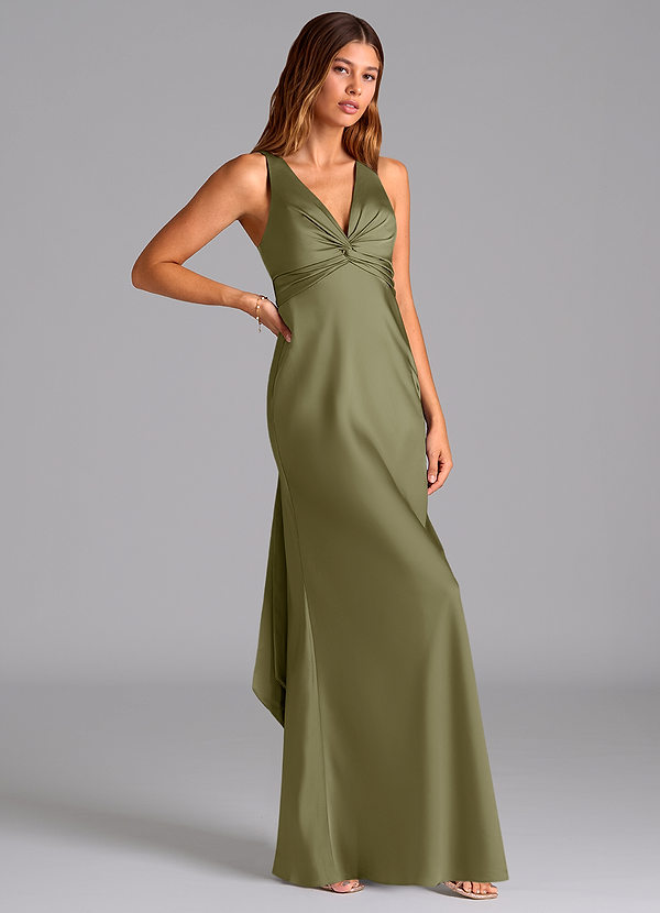 Azazie Hati Brudtärneklänningar Klä av Sjöjungfru i Stretch Satin Pistasch image1