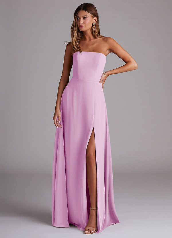 Azazie Wren Bridesmaid Dresses Candy Pink A-Line Side Slit Chiffon Convertible Dress image1