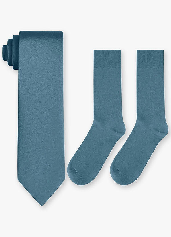 front Matching Stretch Satin Wide Tie & Cotton Socks Set