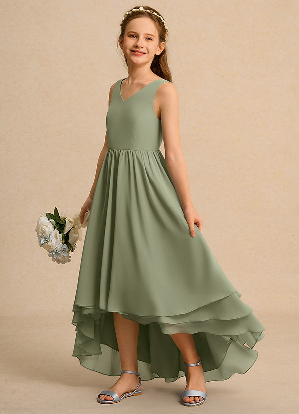 Azazie Kitten Girls Formal Flower Girl Dresses Pistachio A-Line Chiffon Dress image1