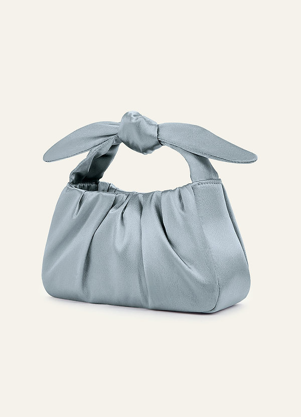 front Borsa a mano con manico annodato in raso metallizzato in tinta