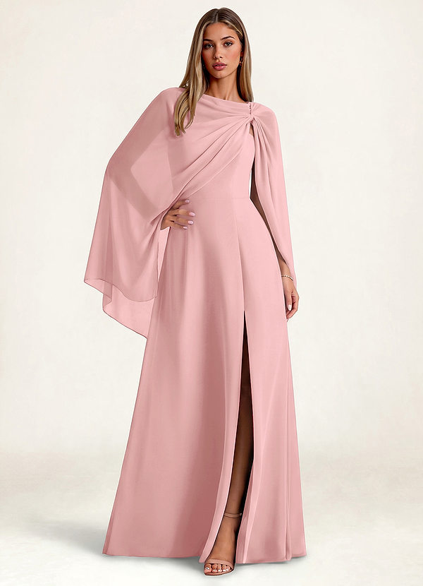 front Azazie Capa larga de gasa a juego