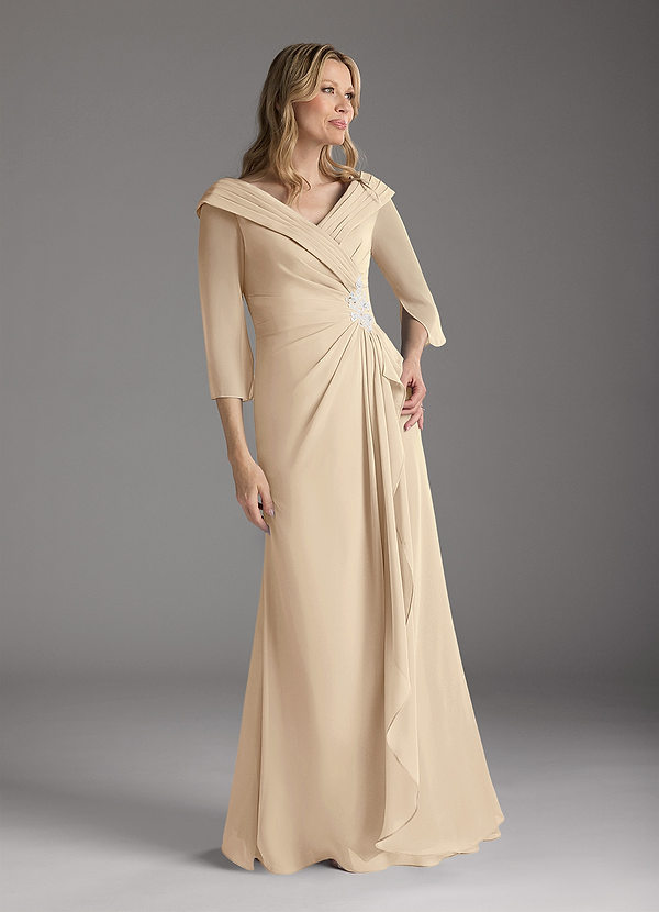 A-Line Chiffon Dress with Flower Appliqued Azalea Plus Size