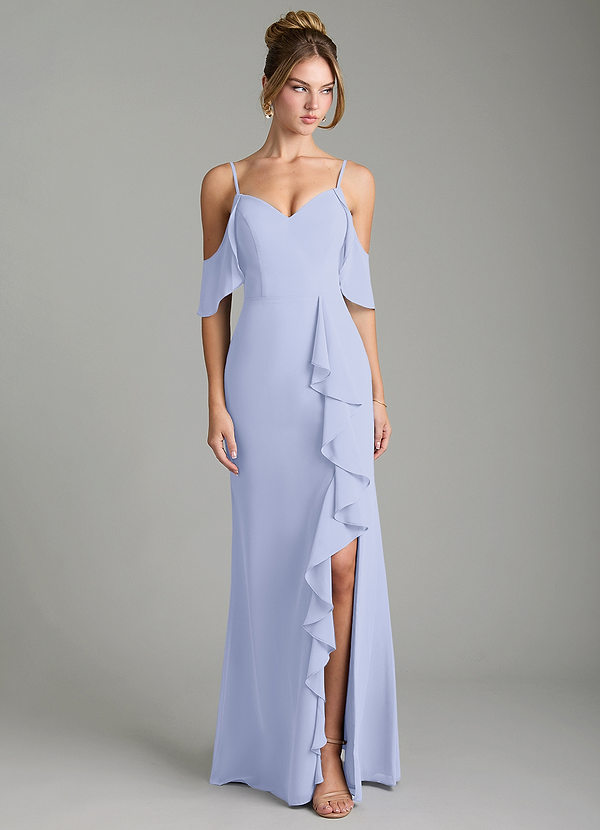 Azazie Alexys Bridesmaid Dresses Lavender Sheath Off the Shoulder Chiffon Dress image1