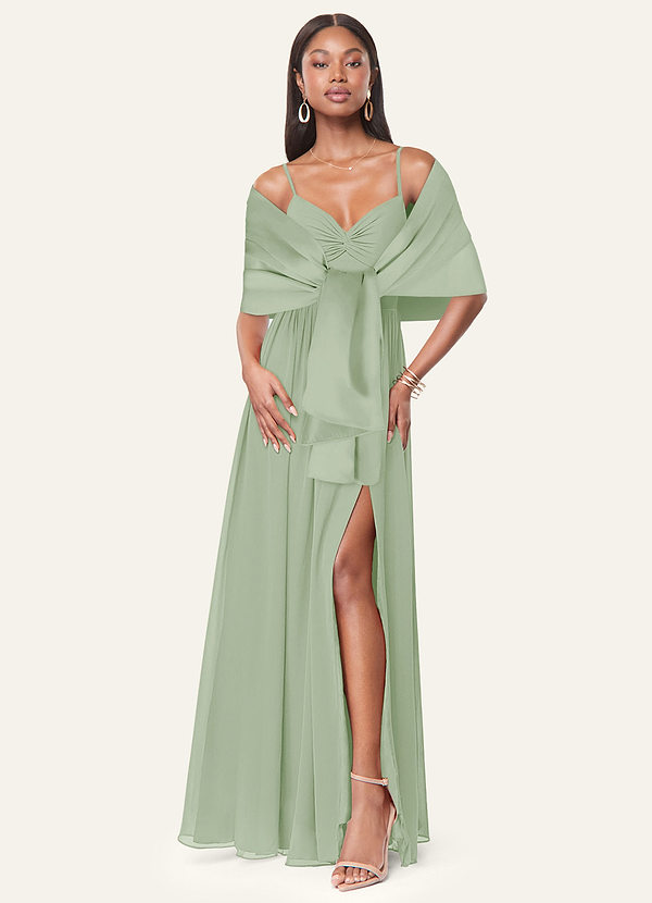 front Azazie Matching Color Aleena Matte Satin Shawl