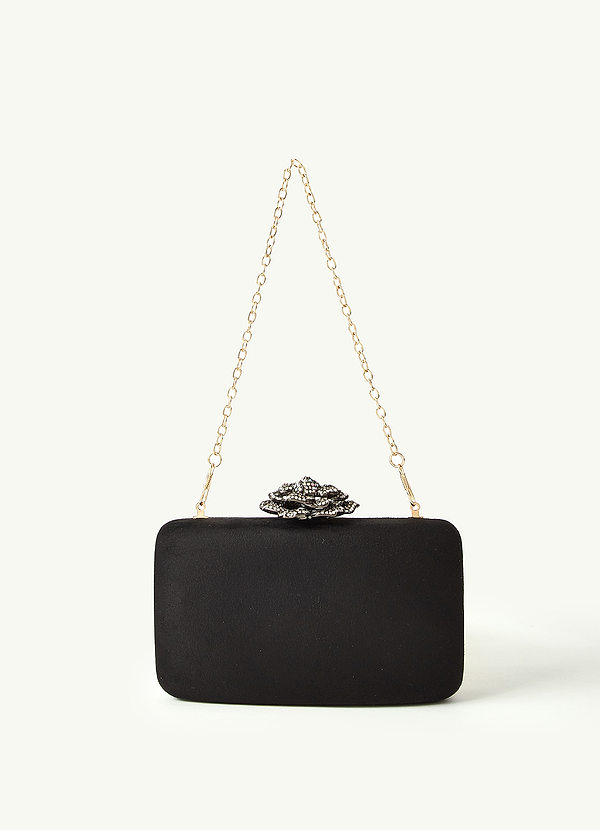 front Suede Crystal Rose Clutch Bag