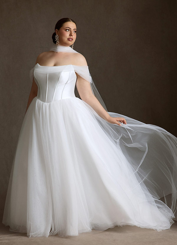 Azazie Adalyn Wedding Dresses Diamond White Ball-Gown Tulle Dress image1