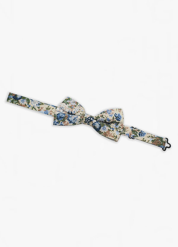 front Blue Floral Rose Bow Tie
