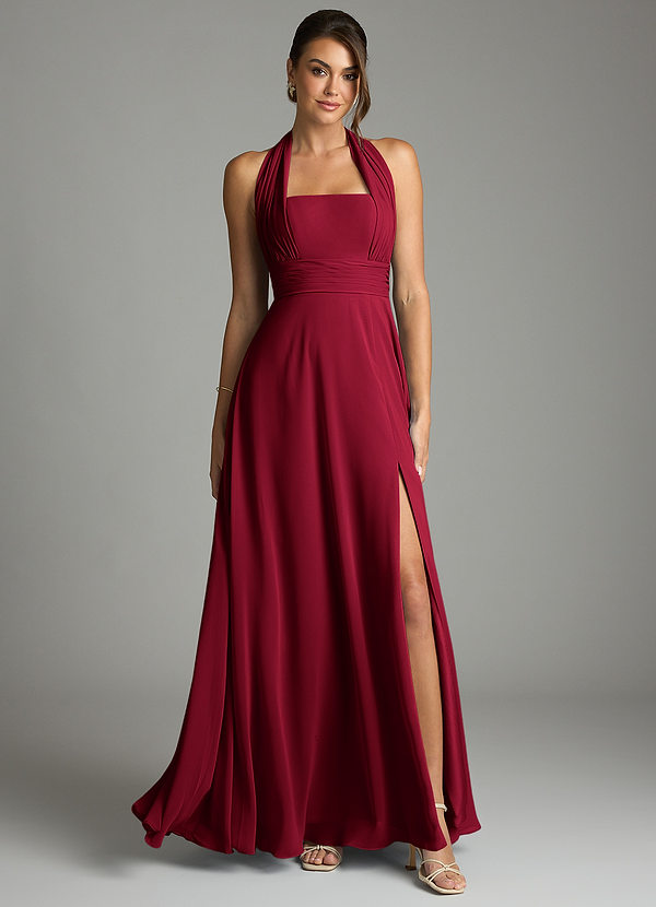 Azazie Tamira Suknie dla druhen Linia A Pofałdowany Szyfon Do ziemi Sukienka image1