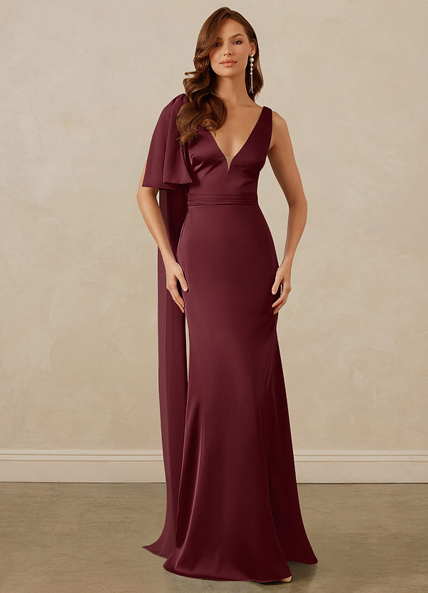 Christian Siriano Bridal for Azazie 1011 Bridesmaid Dresses Plunging Stretch Satin Mermaid Dress image1