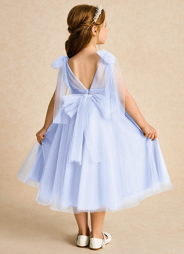 Azazie Dori Robes de Fillette d'Honneur Robe Trapèze en Tulle Rayé Lavande image1