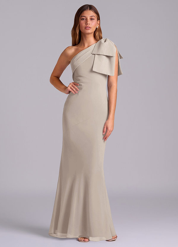 Azazie Yuanna Bridesmaid Dresses Frost Mermaid One Shoulder Chiffon Dress image1