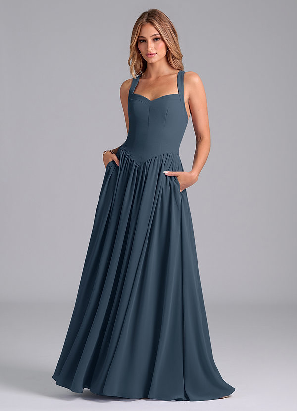 Azazie Francis Bridesmaid Dresses Neptune A-Line Corset Chiffon Dress image1