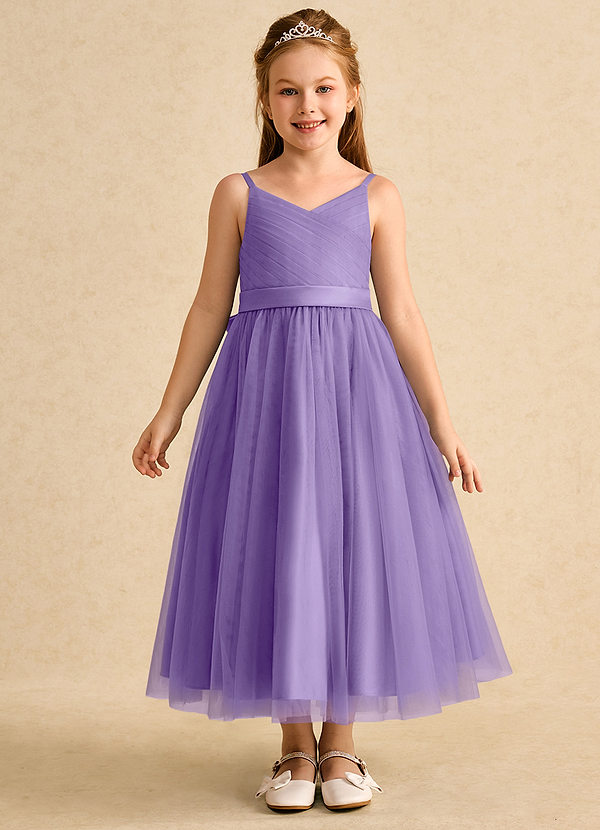 Azazie Patootie Vestidos de Niña de Flores Vestido de Tahití de Tul de Corte En A con Tirante Espagueti image1