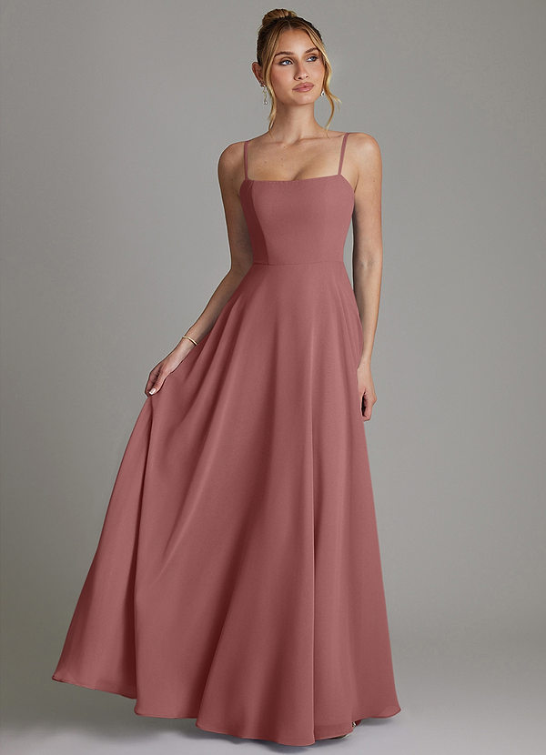 Azazie Elita Bridesmaid Dresses Desert Rose A-Line Pleated Chiffon Dress image1