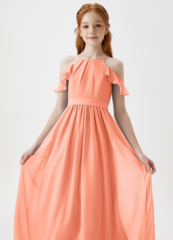 Azazie Chaya Junior Sunset A-Line Off the Shoulder Chiffon Dress image1
