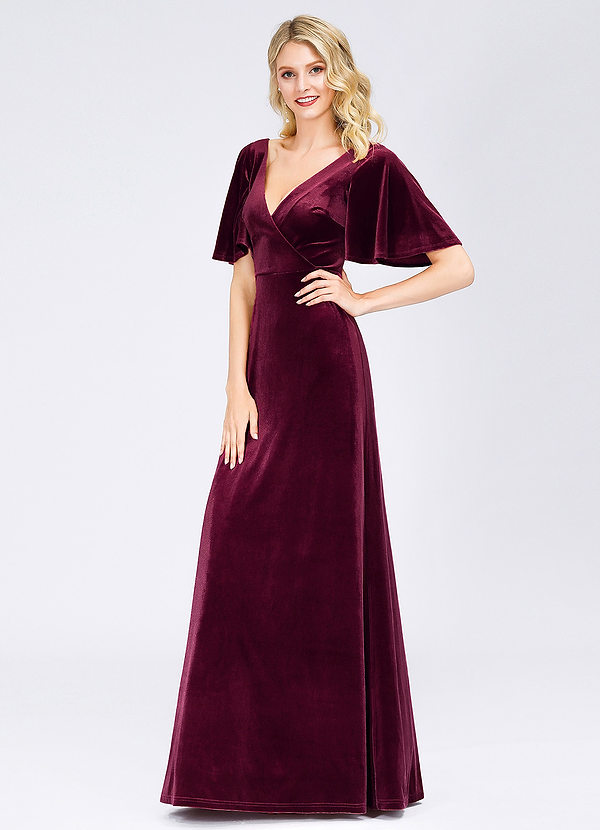 EVER-PRETTY Surplice Neck Flutter Sleeve Velvet Dress Dresses | Azazie