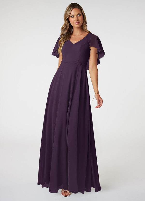 Azazie Jamie Bridesmaid Dresses Plum A-Line Chiffon Dress image1