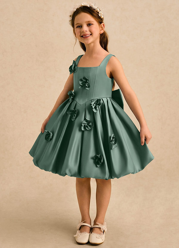 Azazie Lillian Vestidos de arras Vestido Eucalipto de Satin Mate de Vestido de princesa con Plisado image1