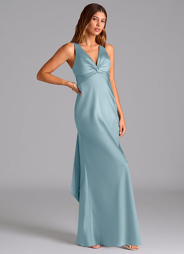 Azazie Hati Brudtärneklänningar Klä av Sjöjungfru i Stretch Satin Moody Blue image1