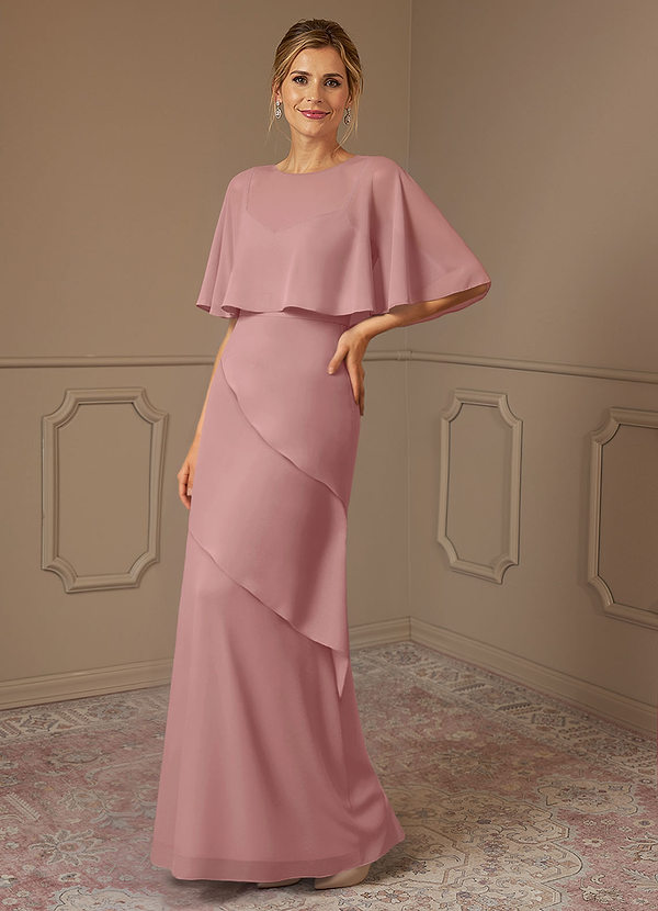 Azazie Bowie Abiti Mamma della Sposa Abito A-Line in Chiffon Rosa Polverosa image1