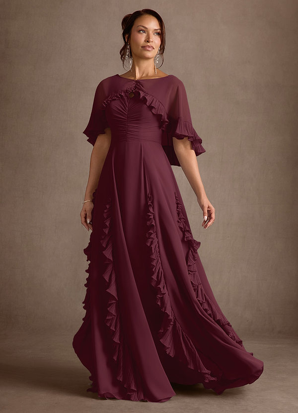 Darla Mother of the Brides Dresses Cabernet A-Line Ruched Chiffon Dress image1