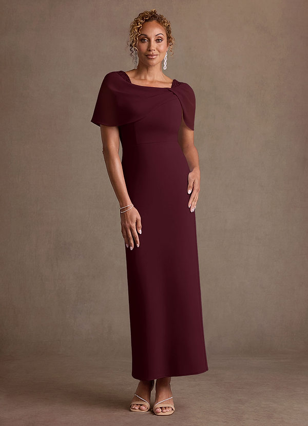 Deirdre Mother of the Brides Dresses Cabernet Column Pleated Stretch Crepe Dress image1