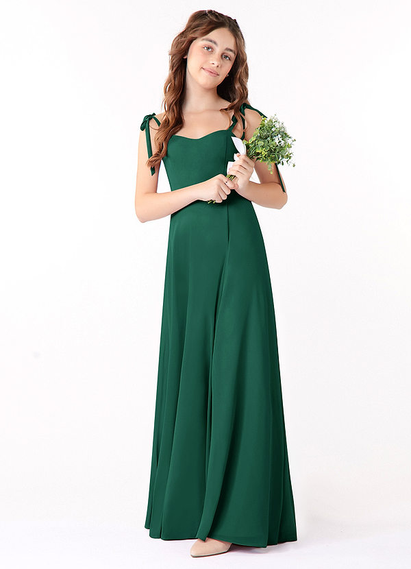 Azazie Rosey Junior Emerald A-Line Sweetheart Neckline Chiffon Dress image1