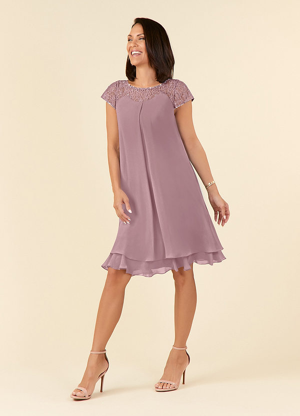 Azazie Tess Mother of the Bride Dresses Dusty Rose Empire Sequins Chiffon Dress image1