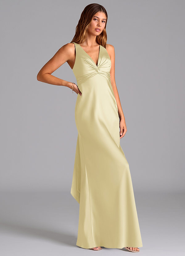 Azazie Hati Suknie dla druhen Syrena Satyna elastyczna Do ziemi Sukienka image1