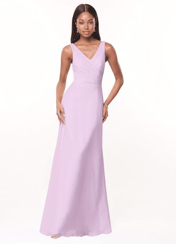 Azazie Nala Bridesmaid Dresses Frosted Lilac A-Line Pleated Chiffon Dress image1