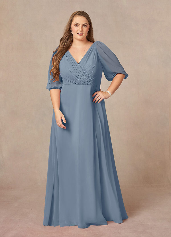 Azazie Bronwyn Mother of the Brides Dresses Twilight A-Line V-Neck Ruched Chiffon Dress image1
