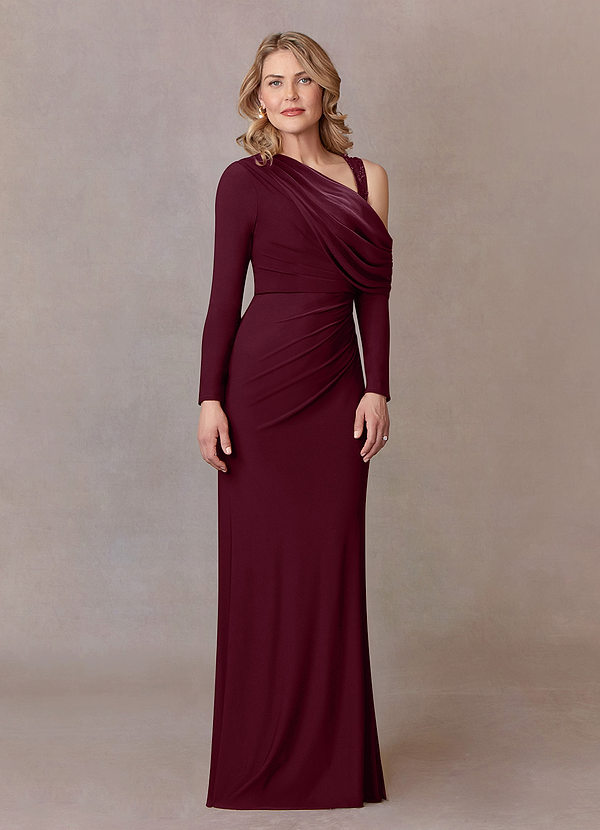 Azazie Magnolia Mother of the Bride Dresses Sheath Lace Luxe Knit Floor-Length Dress image1