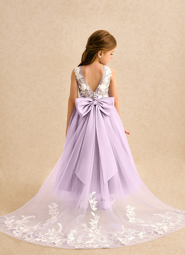 Azazie Mixie Flower Girl Dresses Frosted Lilac Ball-Gown Lace Dress image1