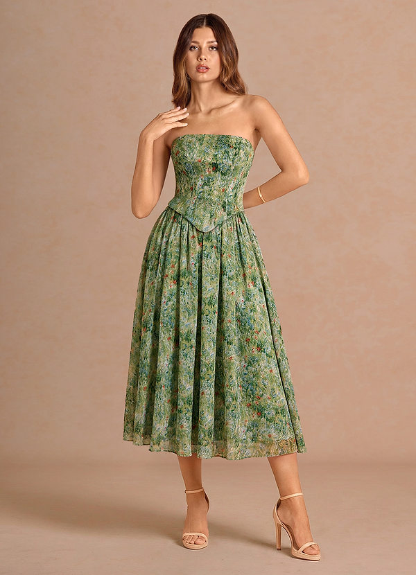 Robe Midi Vert Floral Violette image1