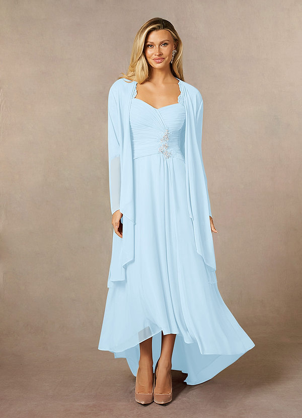 Azazie Anne Brautmutterkleider Etui Herzchen Pailletten Spitze Kleid Himmelblau image1