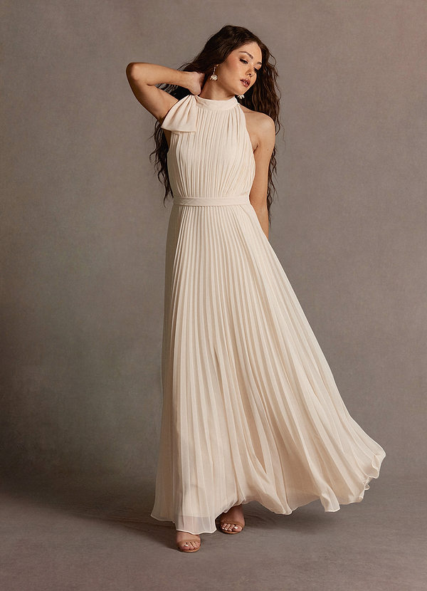 Michaela Cream Pleated Maxi Dress image1