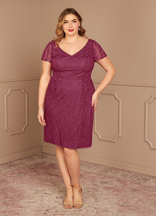 Azazie Lucilia Mother of the Brides Dresses Mulberry Sheath Lace Dress image1