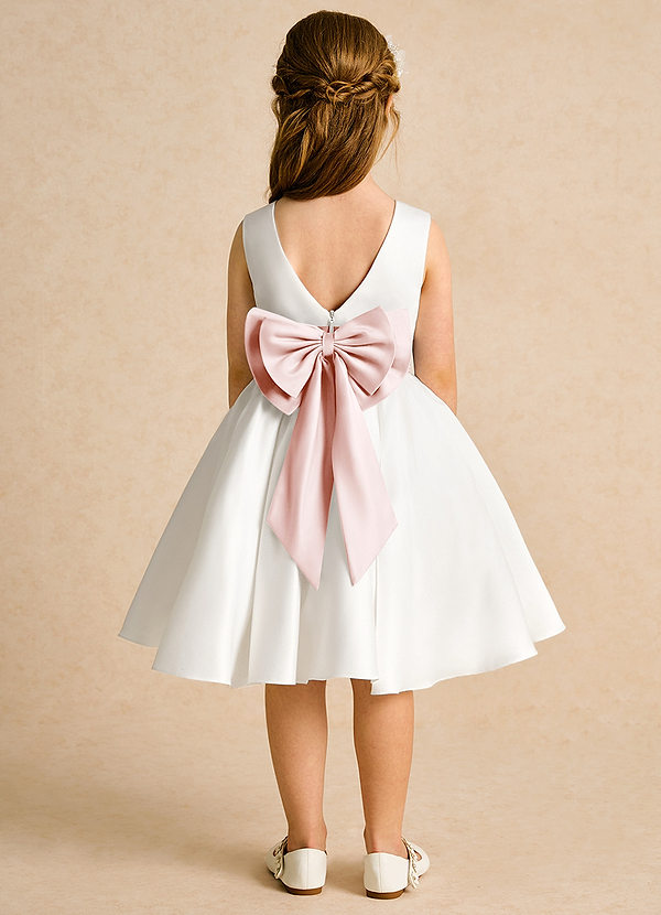 Azazie Sosie Vestidos de Niña de Flores Vestido de Marfil Rosa Ruborizado de Satin Mate de Corte En A con Plisado image1