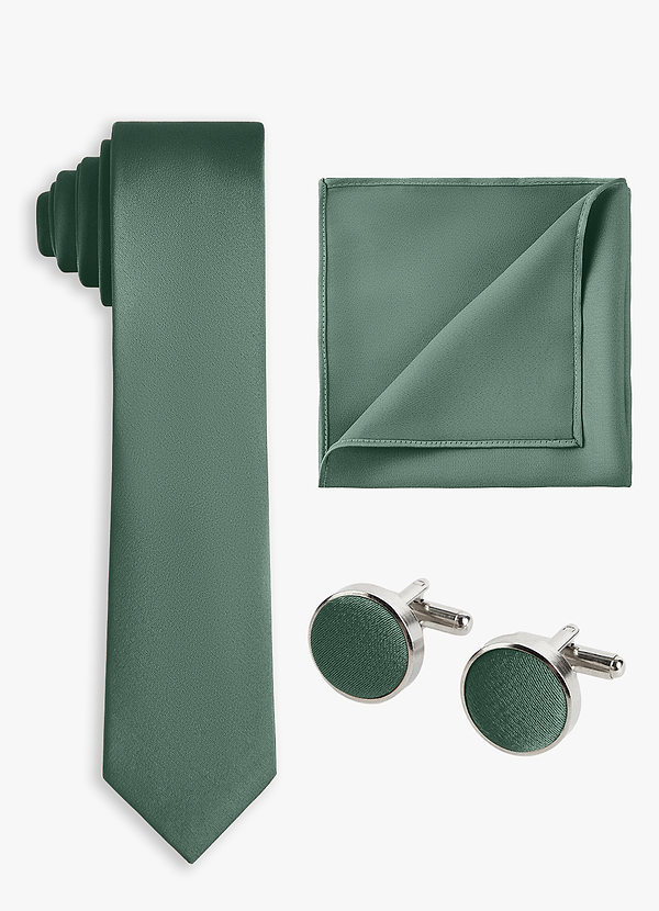 front Matching Color 3-Piece Stretch Satin Skinny Tie Set
