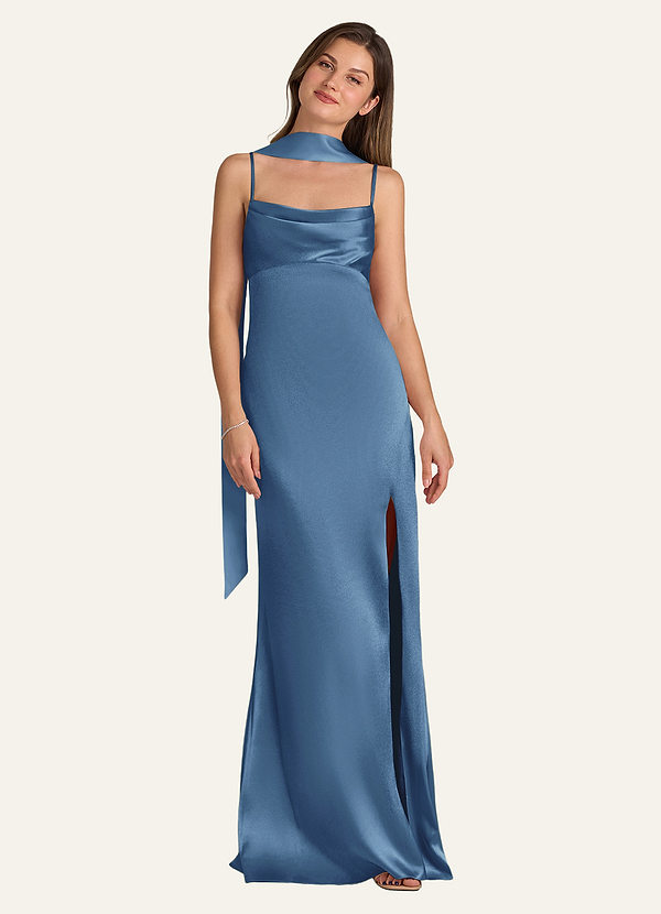 front Azazie Matching Color Matte Satin Scarf