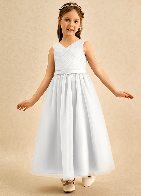 Azazie Lilium Klänningar för brudeflicka Klä A-Line i Tyll Plisserad image1